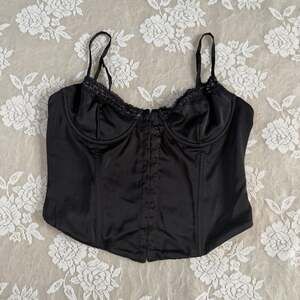 White Fox black Corset Halter Top Size M
